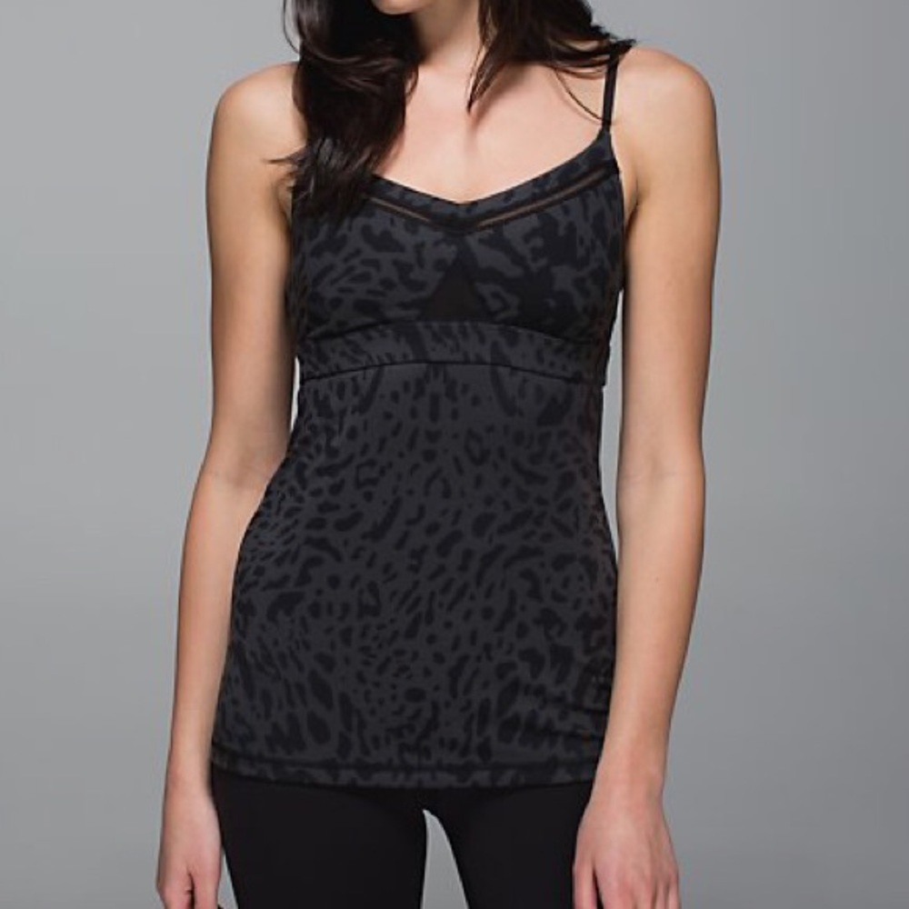 Lululemon just breathe tank in grey cheetah print